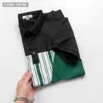 Áo Thun Nam Có Cổ Phối Họa Tiết Sọc Ngang Cá Sấu Poly (Có Size 3XL)