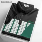 Áo Thun Nam Có Cổ Phối Họa Tiết Sọc Ngang Cá Sấu Poly (Có Size 3XL)