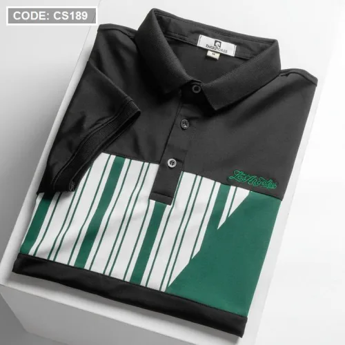 Áo Thun Nam Có Cổ Phối Họa Tiết Sọc Ngang Cá Sấu Poly (Có Size 3XL)