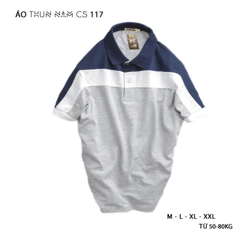 Áo Thun Nam Tay Ngắn Có Cổ Phối Màu