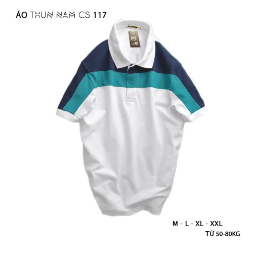 Áo Thun Nam Tay Ngắn Có Cổ Phối Màu