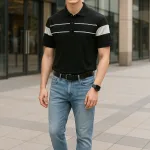 Áo Thun Nam Cổ Bẻ Phối Sọc Áo Trẻ Trung (Có Size 3XL)