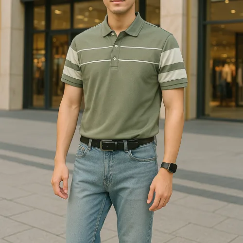 Áo Thun Nam Cổ Bẻ Phối Sọc Áo Trẻ Trung (Có Size 3XL)