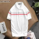 Áo Thun Nam Có Cổ Tay Ngắn Phối Sọc