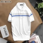 Áo Thun Nam Có Cổ Tay Ngắn Phối Sọc
