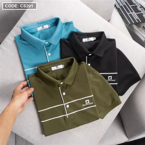 Áo Thun Nam Cổ Bẻ Phối Sọc Ngang In Logo PackHorse (có size 3x)