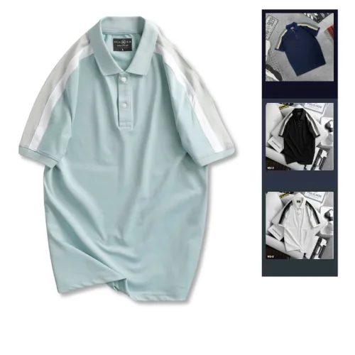 Áo Thun Nam Cổ Bẻ Phối Sọc Tay Áo (Có Size 3XL)