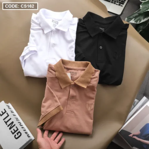 Áo Thun Polo Nam Tay Ngắn Bo Cổ Dệt Cao Cấp
