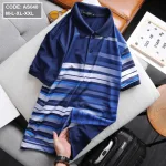 Áo Thun Nam Cổ Bẻ Sọc Ngang Tay Ngắn