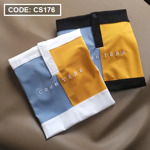 Áo Thun Nam Cổ Bẻ Thêu Chữ Phối Màu (Có Size 3XL)