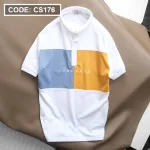 Áo Thun Nam Cổ Bẻ Thêu Chữ Phối Màu (Có Size 3XL)