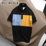Áo Thun Nam Cổ Bẻ Thêu Chữ Phối Màu (Có Size 3XL)