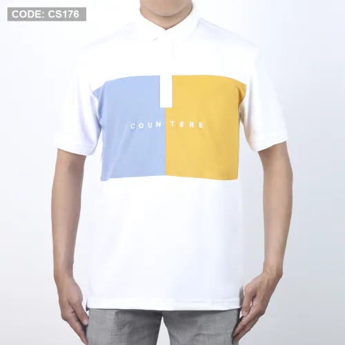 Áo Thun Nam Cổ Bẻ Thêu Chữ Phối Màu (Có Size 3XL)
