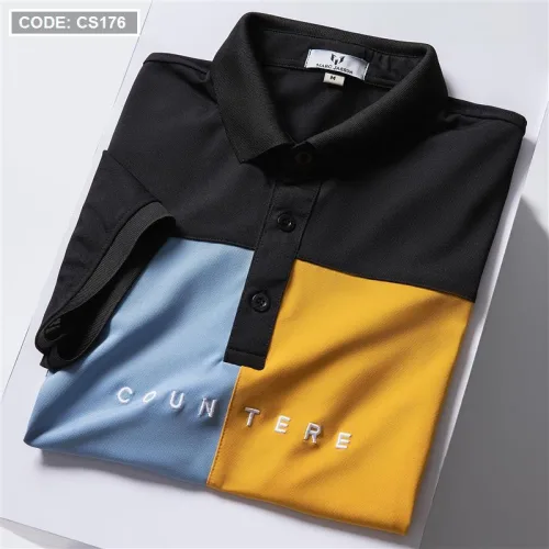 Áo Thun Nam Cổ Bẻ Thêu Chữ Phối Màu (Có Size 3XL)
