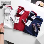 Áo thun nam cổ bẻ thêu chữ thun co giãn