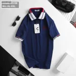 Áo thun nam cổ bẻ thêu chữ thun co giãn
