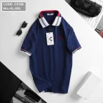 Áo thun nam cổ bẻ thêu chữ thun co giãn
