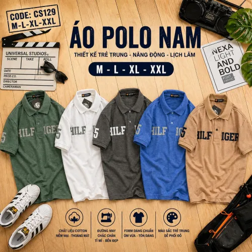 Áo Thun Polo Nam Cổ Bẻ Thêu Đắp Chữ