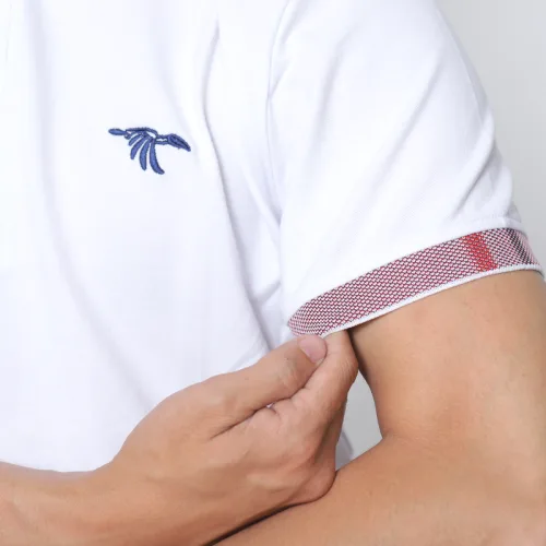 Áo thun nam cổ bẻ thêu hình két