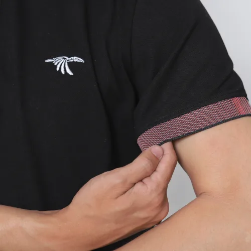 Áo thun nam cổ bẻ thêu hình két