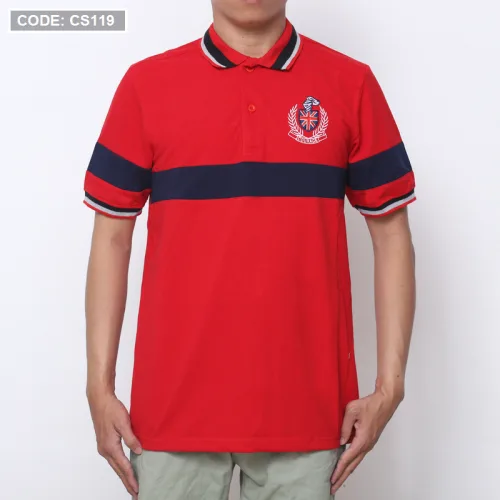 Áo Thun Nam Có Cổ Vải Cá Sấu Thêu Logo Cổ Phối