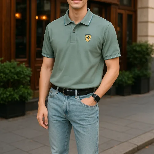 Áo Thun Nam Cổ Bẻ Thêu Logo Con Ngựa Và Phối Màu Tay Áo Trẻ Trung (Size 3XL)