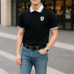 Áo Thun Nam Cổ Bẻ Thêu Logo Con Ngựa Và Phối Màu Tay Áo Trẻ Trung (Size 3XL)