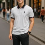 Áo Thun Nam Cổ Bẻ Thêu Logo Con Ngựa Viền Bo Tay Áo Bền Đẹp