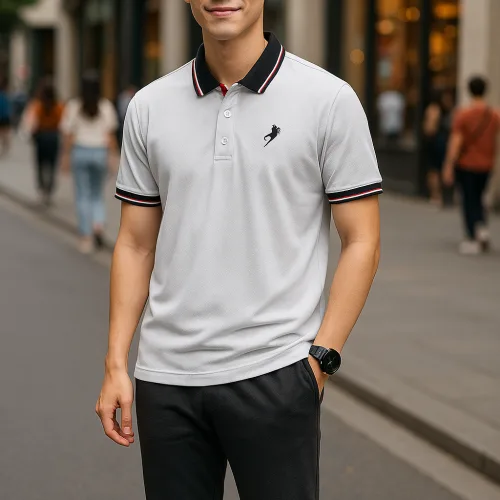 Áo Thun Nam Cổ Bẻ Thêu Logo Con Ngựa Viền Bo Tay Áo Bền Đẹp
