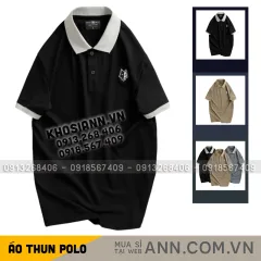 Áo Thun Nam Cổ Bẻ Thêu Logo Hình Con Sói Và Viền Bo Tay Áo (Có Size 3XL)