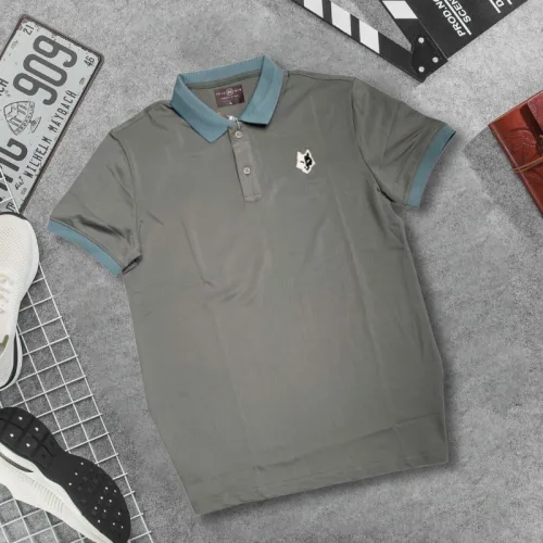 Áo Thun Nam Cổ Bẻ Thêu Logo Hình Con Sói Và Viền Bo Tay Áo (Có Size 3XL)