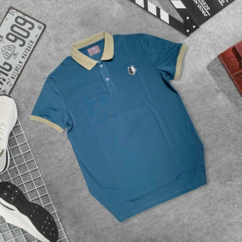 Áo Thun Nam Cổ Bẻ Thêu Logo Hình Con Sói Và Viền Bo Tay Áo (Có Size 3XL)