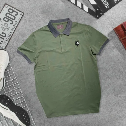 Áo Thun Nam Cổ Bẻ Thêu Logo Hình Con Sói Và Viền Bo Tay Áo (Có Size 3XL)