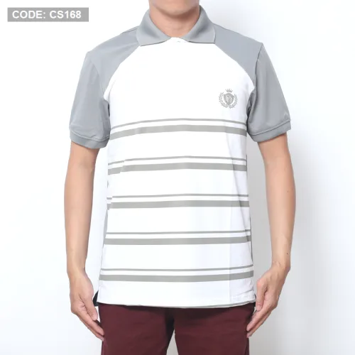 Áo Thun Polo Cá Sấu Thân Phối Sọc In Logo