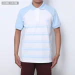 Áo Thun Polo Cá Sấu Thân Phối Sọc In Logo