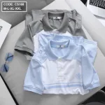 Áo Thun Polo Cá Sấu Thân Phối Sọc In Logo
