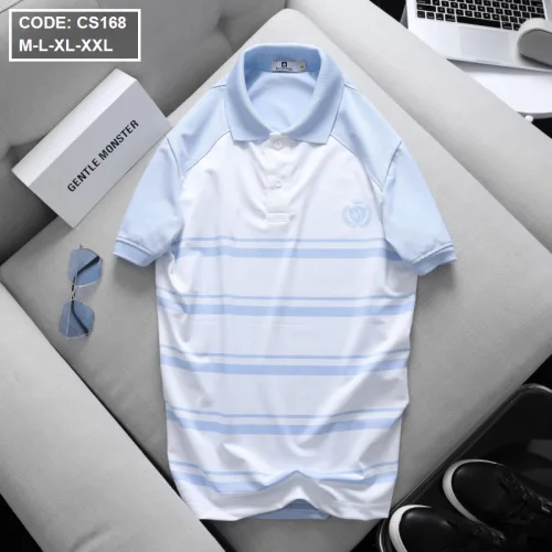 Áo Thun Polo Cá Sấu Thân Phối Sọc In Logo