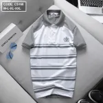 Áo Thun Polo Cá Sấu Thân Phối Sọc In Logo