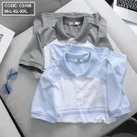 Áo Thun Polo Cá Sấu Thân Phối Sọc In Logo