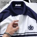 Áo Thun Polo Cá Sấu Thân Phối Sọc In Logo