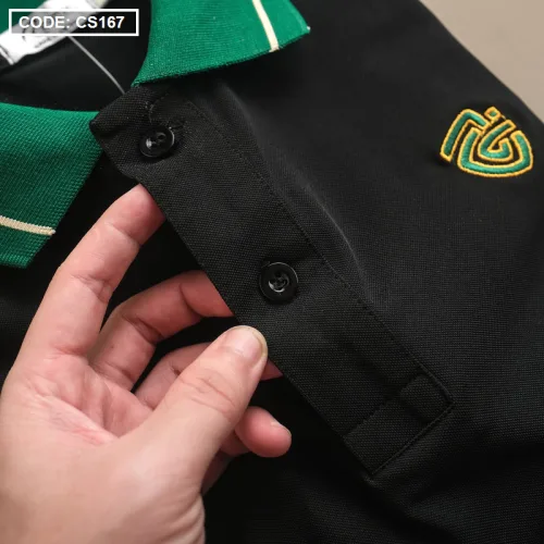 Áo Thun Nam Cá Sấu Có Cổ Viền Xanh Thêu Logo Rayman