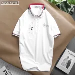 Áo Thun Nam Có Cổ Phối Màu Thêu Chữ
