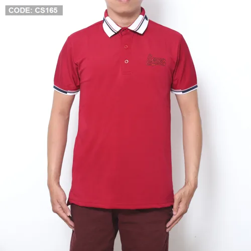 Áo Thun Nam Có Cổ Phối Màu Thêu Chữ