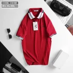 Áo Thun Nam Có Cổ Phối Màu Thêu Chữ
