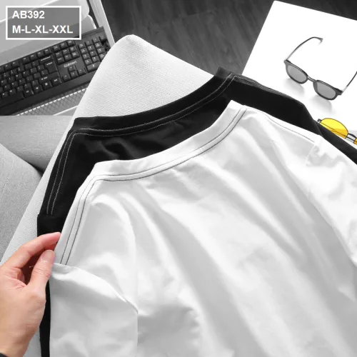 Áo Thun Nam Cổ Tròn 2 Màu In Sọc Ngang Ngực (Có Size 3XL)