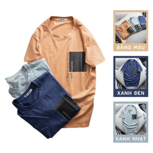 Áo Thun Nam Cổ Tròn Cotton In Hoạ Tiết Lạ Mắt