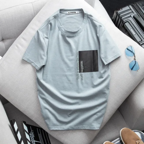 Áo Thun Nam Cổ Tròn Cotton In Hoạ Tiết Lạ Mắt