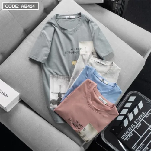 Áo Thun Nam Cổ Tròn Cotton In Hoạ Tiết Lạ Mắt
