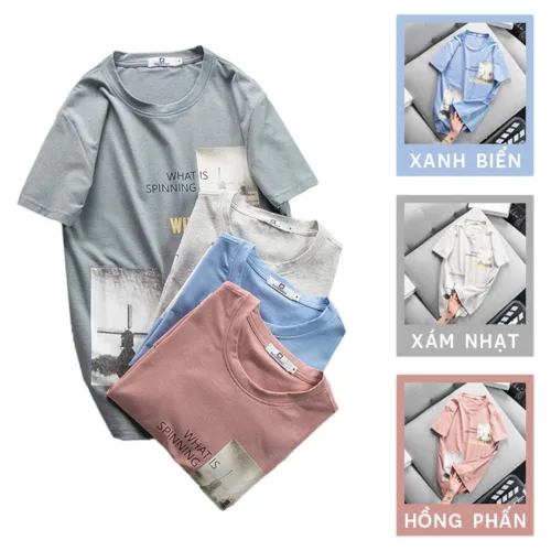 Áo Thun Nam Cổ Tròn Cotton In Hoạ Tiết Lạ Mắt