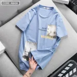 Áo Thun Nam Cổ Tròn Cotton In Hoạ Tiết Lạ Mắt